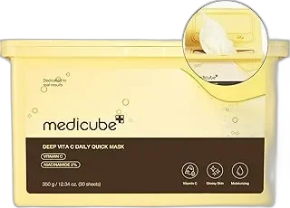 medicube Deep Vita C Daily Quick 30 Sheet Masks - Vegan Certified, Quick Dispenser, Triple Vitamin Complex For Radiance and Hydration - Korean Face Masks