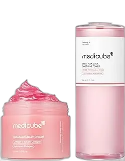 medicube Pink Glow Home Care Duo: PDRN Pink Peptide Toner and Collagen Jelly Cream (110ml)